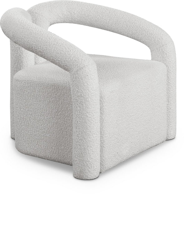 Otto Boucle Fabric / Metal / Plywood / Foam Contemporary Cream Boucle Fabric Accent Chair - 33.5" W x 29.5" D x 27.5" H