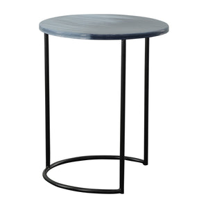 Sagebrook Home Contemporary Metal, Set of 2 -  22/24" Round Side Tables, Ombre Black 15219-04 Black Iron