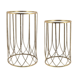 Sagebrook Home Contemporary Metal, Set of 2 -  22/26"h Side Tables, Gold 16827 Gold Metal