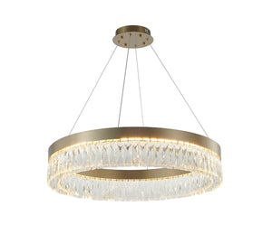 Bethel Gold LED Chandelier in Stainless Steel & Crystal