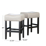 Lisette Backless Ivory Leather Counter Stool Noble House