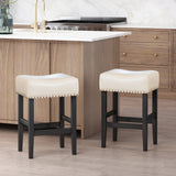 Lisette Backless Ivory Leather Counter Stool Noble House
