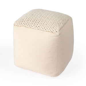 Butler Specialty Fernandos Woven Pouffe XRT Beige Diamond Cotton, Wool, Thermocol Beans 5705984-BUTLER