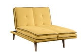 Savilla Contemporary Adjustable Sofa Yellow Linen(#AF05-5, 18 RMB/m) & Oak Finish 57160-ACME