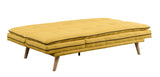 Savilla Contemporary Adjustable Sofa Yellow Linen(#AF05-5, 18 RMB/m) & Oak Finish 57160-ACME