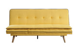 Savilla Contemporary Adjustable Sofa Yellow Linen(#AF05-5, 18 RMB/m) & Oak Finish 57160-ACME