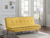 Savilla Contemporary Adjustable Sofa Yellow Linen(#AF05-5, 18 RMB/m) & Oak Finish 57160-ACME