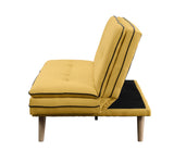 Savilla Contemporary Adjustable Sofa Yellow Linen(#AF05-5, 18 RMB/m) & Oak Finish 57160-ACME