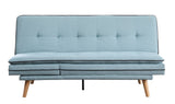 Savilla Contemporary Adjustable Sofa Blue Linen(#AF05-9, 18 RMB/m) & Oak Finish 57162-ACME