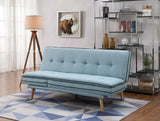 Savilla Contemporary Adjustable Sofa Blue Linen(#AF05-9, 18 RMB/m) & Oak Finish 57162-ACME