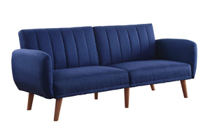 Bernstein Contemporary Adjustable Sofa Blue Linen(#LT-02) & Walnut Finish 57190-ACME