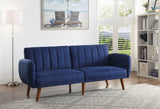 Bernstein Contemporary Adjustable Sofa Blue Linen(#LT-02) & Walnut Finish 57190-ACME