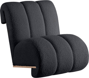 Swoon Faux Sheepskin / Oak Veneer / MDF / Foam Contemporary Black Faux Sheepskin Accent Chair - 25.5" W x 35.5" D x 30" H