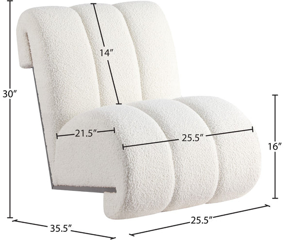 Swoon Faux Sheepskin / Oak Veneer / MDF / Foam Contemporary Cream Faux Sheepskin Accent Chair - 25.5" W x 35.5" D x 30" H