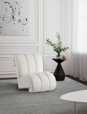 Swoon Faux Sheepskin / Oak Veneer / MDF / Foam Contemporary Cream Faux Sheepskin Accent Chair - 25.5" W x 35.5" D x 30" H