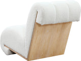 Swoon Faux Sheepskin / Oak Veneer / MDF / Foam Contemporary Cream Faux Sheepskin Accent Chair - 25.5" W x 35.5" D x 30" H