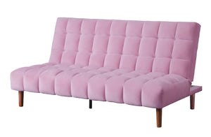 Yolandi Contemporary Adjustable Sofa Pink Velvet(#CC250-201, 2 USD/m) & Dark Walnut Finish 57200-ACME