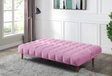 Yolandi Contemporary Adjustable Sofa Pink Velvet(#CC250-201, 2 USD/m) & Dark Walnut Finish 57200-ACME