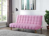 Yolandi Contemporary Adjustable Sofa Pink Velvet(#CC250-201, 2 USD/m) & Dark Walnut Finish 57200-ACME