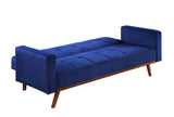 Tanitha Contemporary Adjustable Sofa Blue Velvet(#MS-66, 2 USD/m) & Natural Finish 57205-ACME