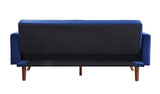 Tanitha Contemporary Adjustable Sofa Blue Velvet(#MS-66, 2 USD/m) & Natural Finish 57205-ACME