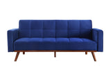 Tanitha Contemporary Adjustable Sofa Blue Velvet(#MS-66, 2 USD/m) & Natural Finish 57205-ACME