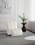 Swoon Faux Sheepskin / Oak Veneer / MDF / Foam Contemporary Cream Faux Sheepskin Accent Chair - 25.5" W x 35.5" D x 30" H