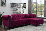 Adnelis Transitional Sectional Sofa with 2 Pillows Red Velvet(#HCK-32) 57315-ACME