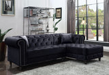 Adnelis Transitional Sectional Sofa with 2 Pillows Black Velvet(#HCK-84) 57320-ACME
