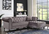 Adnelis Transitional Sectional Sofa with 2 Pillows Gray Velvet(#HCK-55) 57325-ACME