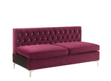 Jaszira Contemporary Modular - Armless Sofa Burgundy Velvet(#RF88-15), Chrome Leg 57332-ACME