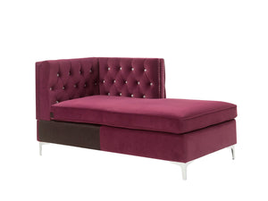 Jaszira Contemporary Modular - Chaise Burgundy Velvet(#RF88-15), Chrome Leg 57333-ACME