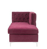 Jaszira Contemporary Modular - Chaise Burgundy Velvet(#RF88-15), Chrome Leg 57333-ACME