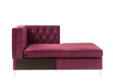 Jaszira Contemporary Modular - Chaise Burgundy Velvet(#RF88-15), Chrome Leg 57333-ACME