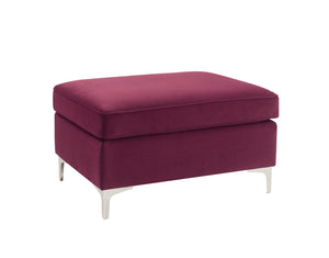 Jaszira Contemporary Ottoman Burgundy Velvet(#RF88-15), Chrome Leg 57335-ACME