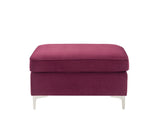 Jaszira Contemporary Ottoman Burgundy Velvet(#RF88-15), Chrome Leg 57335-ACME