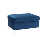 Jaszira Contemporary Ottoman Blue Velvet(#MJ11-110-1), Chrome Leg 57345-ACME