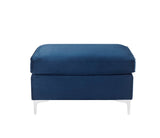 Jaszira Contemporary Ottoman Blue Velvet(#MJ11-110-1), Chrome Leg 57345-ACME