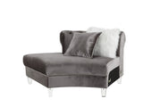 Ninagold Contemporary Sectional Sofa with 7 Pillows Gray Velvet(#MJ11-112), Acrylic Leg 57355-ACME