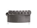 Ninagold Contemporary Sectional Sofa with 7 Pillows Gray Velvet(#MJ11-112), Acrylic Leg 57355-ACME