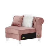 Ninagold Contemporary Sectional Sofa with 7 Pillows Pink Velvet(#108-15), Acrylic Leg 57360-ACME