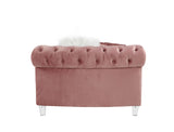 Ninagold Contemporary Sectional Sofa with 7 Pillows Pink Velvet(#108-15), Acrylic Leg 57360-ACME