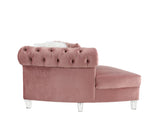 Ninagold Contemporary Sectional Sofa with 7 Pillows Pink Velvet(#108-15), Acrylic Leg 57360-ACME