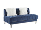 Ezamia Contemporary Sectional Sofa with 2 Pillows Navy Blue Velvet(#MJ11-110-1), Acrylic Leg 57365-ACME