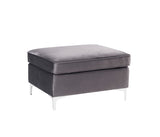 Jaszira Contemporary Ottoman Gray Velvet(#CC-78), Chrome Leg 57375-ACME