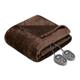 Beautyrest Heated Microlight to Berber Casual Blanket Chocolate Queen BR54-0387