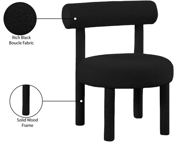 Parlor Boucle Fabric / Solid Wood / Foam Contemporary Black Boucle Fabric Accent Chair - 23.5" W x 22.5" D x 30" H