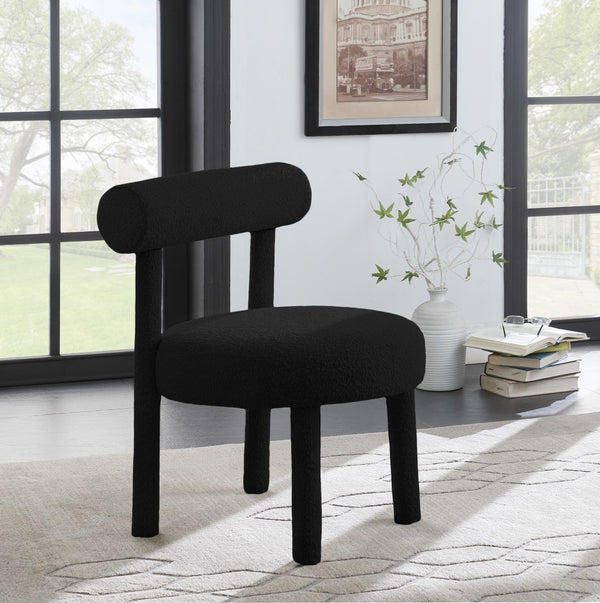 Parlor Boucle Fabric / Solid Wood / Foam Contemporary Black Boucle Fabric Accent Chair - 23.5" W x 22.5" D x 30" H