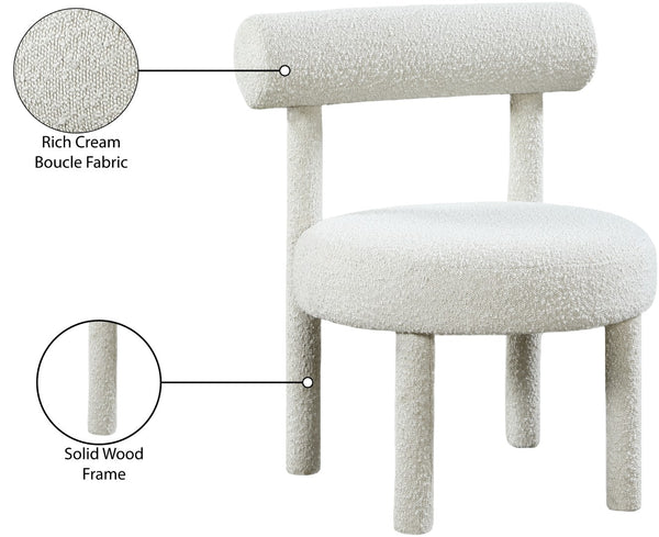 Parlor Boucle Fabric / Solid Wood / Foam Contemporary Cream Boucle Fabric Accent Chair - 23.5" W x 22.5" D x 30" H