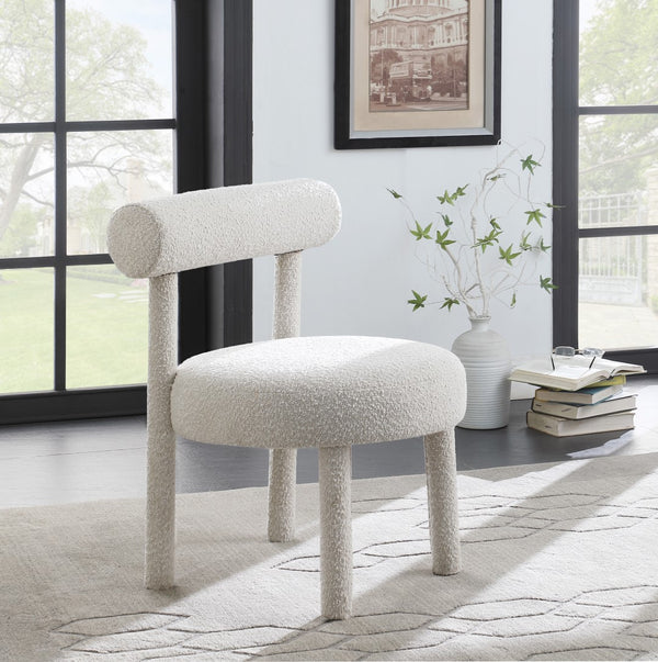 Parlor Boucle Fabric / Solid Wood / Foam Contemporary Cream Boucle Fabric Accent Chair - 23.5" W x 22.5" D x 30" H